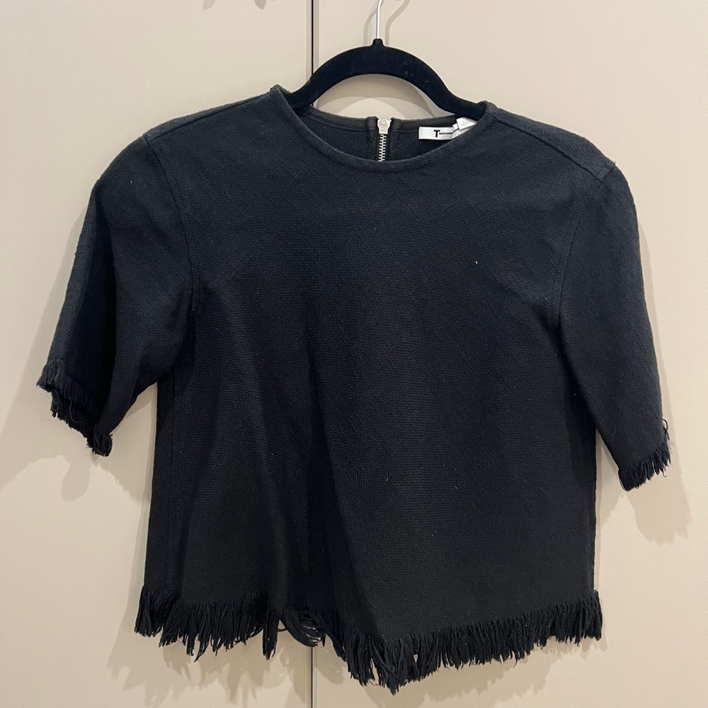 Alexander Wang frayed black top xs